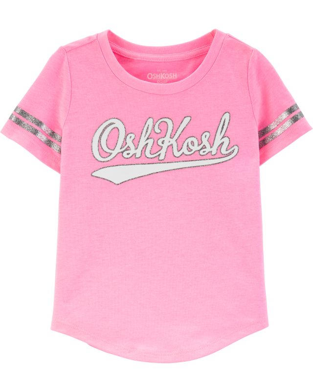 Oshkosh κοντομάνικη ροζ μπλούζα με ρίγες στα μανίκια