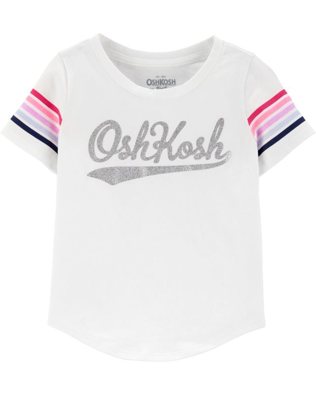 Oshkosh κοντομάνικη λευκή μπλούζα με ρίγες στα μανίκια
