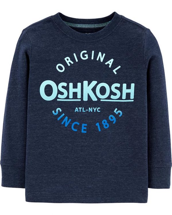 Oshkosh μπλούζα μπλε μακριμάνικη με τύπωμα