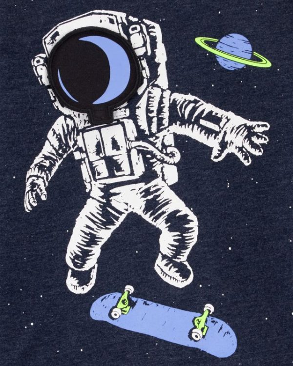 Oshkosh μπλούζα μπλε μακριμάνικη με σχέδιο αστροναύτη