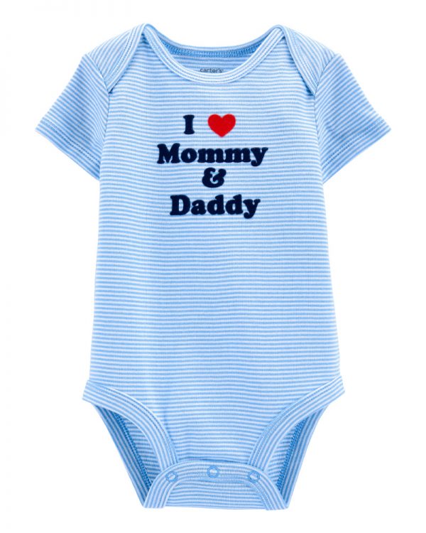 Carter's Κορμάκι ριγέ γαλάζιο Love Mommy & Daddy