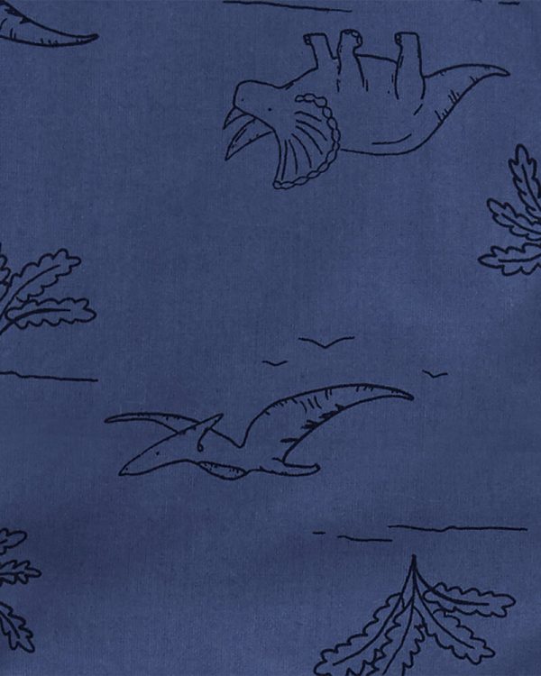 Carter's Σετ Μπεζ Κοντό Παντελόνι με Μπλε Πουκάμισο, Σχέδιο Δεινόσαυροι