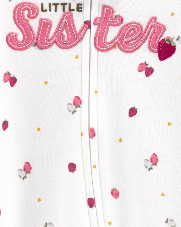 Carter's Ολόσωμο φορμάκι λευκό με ροζ, σχέδιο Little Sister