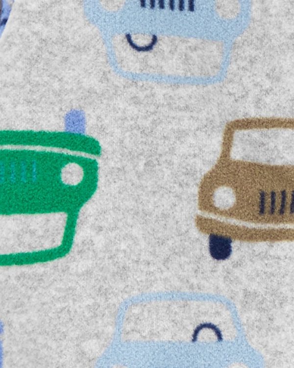 Carter's Σύνολο τριών τεμαχίων, Ζακέτα Fleece με αυτοκινητάκια-Κορμάκι-Παντελόνι Γκρι-Μπλε-Πράσινο