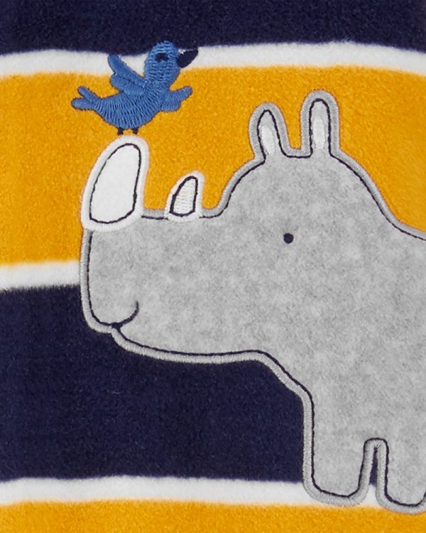 Carter's Ολόσωμο φορμάκι Fleece μπλε- κίτρινο, σχέδιο ρινόκερος
