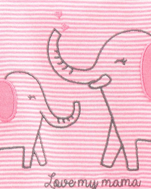 Carter's Σετ Τριών Τεμαχίων Κορμάκια-Παντελόνι Ροζ, Σχέδιο Ελεφαντάκι