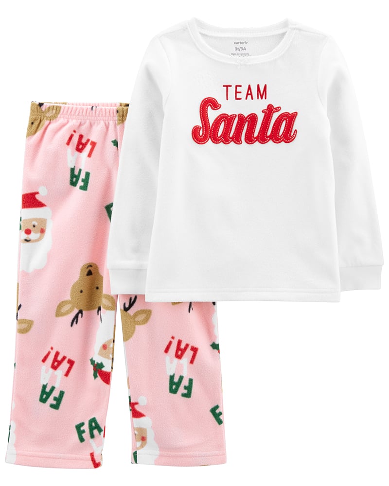Carter's Σετ Δύο Τεμαχίων Πυτζάμες Fleece Ροζ-Λευκό, Christmas, Σχέδιο Team Santa