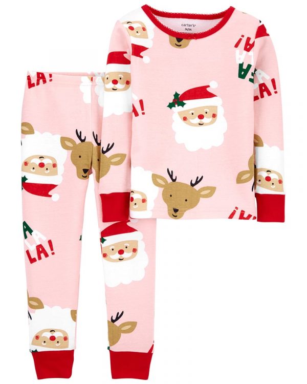 Carter's Σετ δυο τεμαχίων πυτζάμες ροζ, Christmas, σχέδιο Άγιος Βασίλης