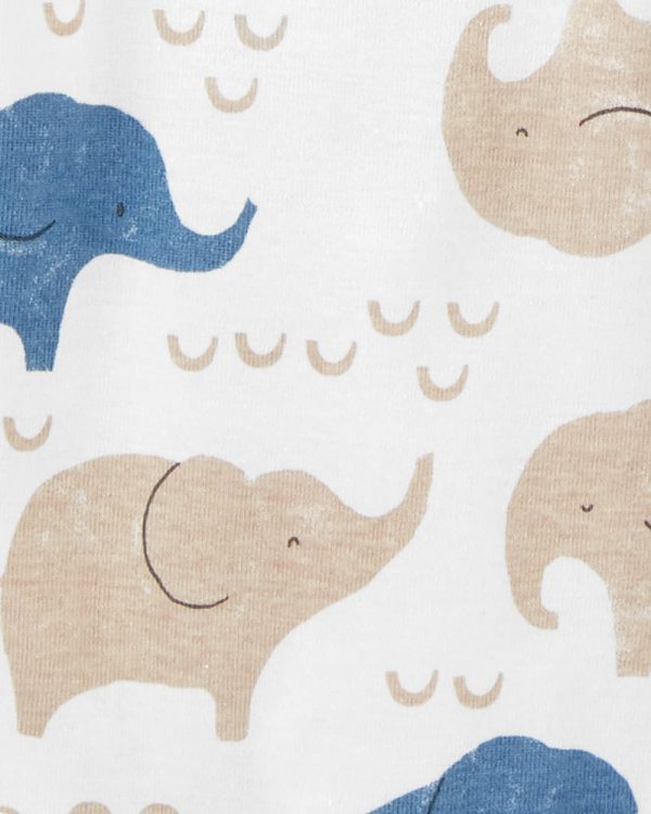 Carter's Σετ τεσσάρων τεμαχίων κορμάκια μπλε-λευκό, σχέδιο ελεφαντάκια