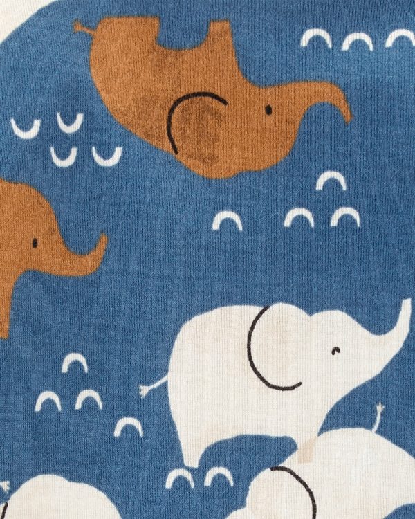 Carter's Σετ τριών τεμαχίων Κορμάκια-Παντελόνι μπλε-γκρι-λευκό, σχέδιο ελεφαντάκια