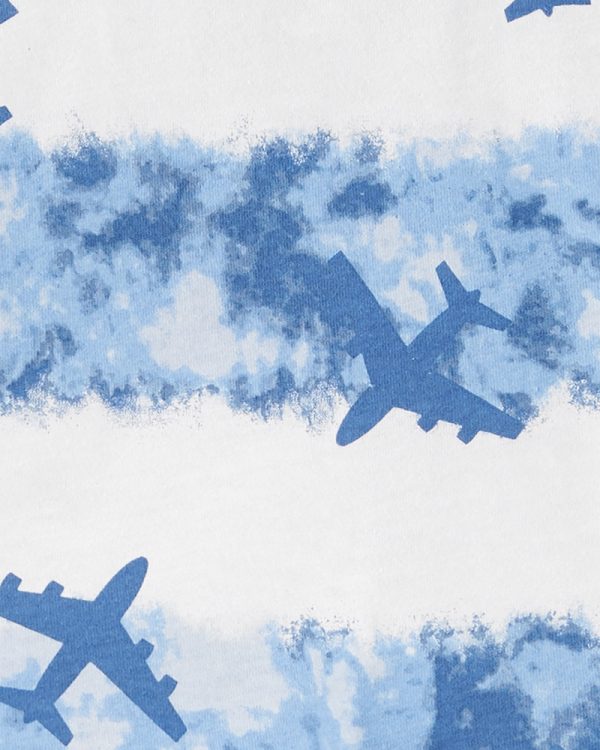 Carter's σύνολο δύο τεμαχίων, Μπλουζάκι - Κοντό σορτς, σχέδιο αεροπλάνα λευκό-μπλε
