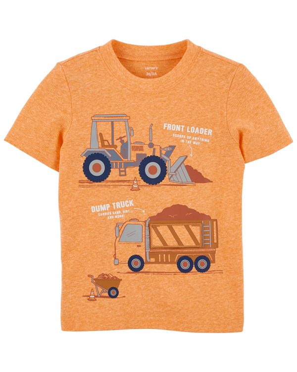 Carter's Κοντομάνικη Μπλούζα Πορτοκαλί, σχέδιο φορτηγά