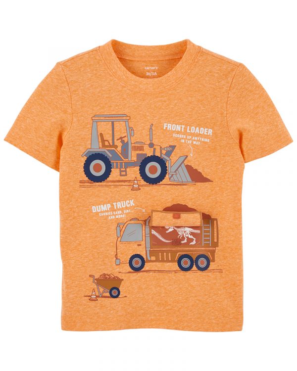 Carter's Κοντομάνικη Μπλούζα Πορτοκαλί, σχέδιο φορτηγά