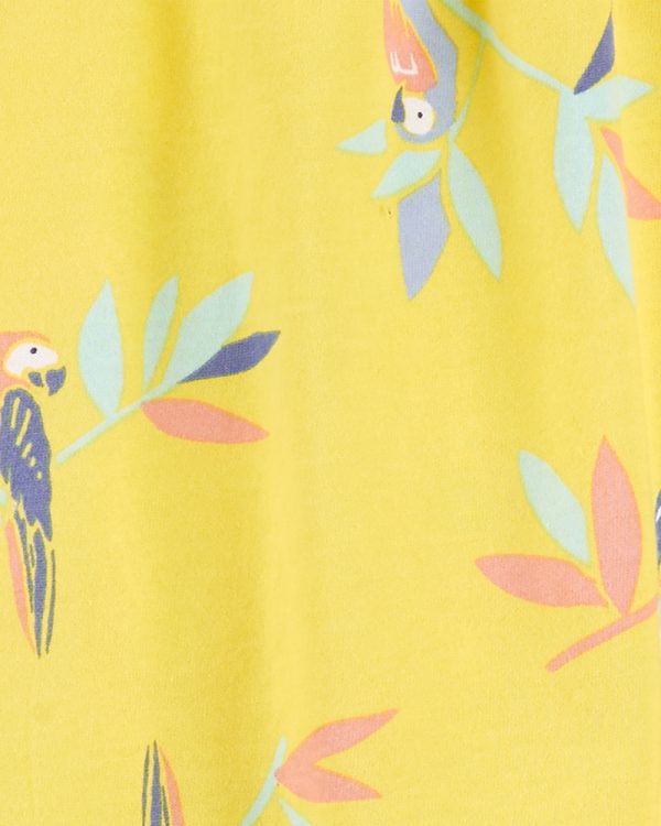 Carter's σετ 2 Τεμαχίων,Κοντό Σορτς - Αμάνικο μπλουζάκι, σχέδιο με παπαγάλους, κίτρινο-μπλε