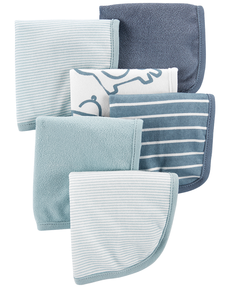 Carter's σετ έξι τεμαχίων πετσέτες και πετσέτες πλυσίματος, μπλε-λευκό