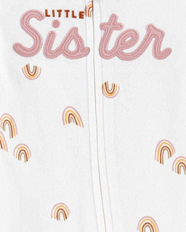 Carter's ολόσωμο φορμάκι λευκό, σχέδιο με ουράνιο τόξο ''LITTLE Sister''