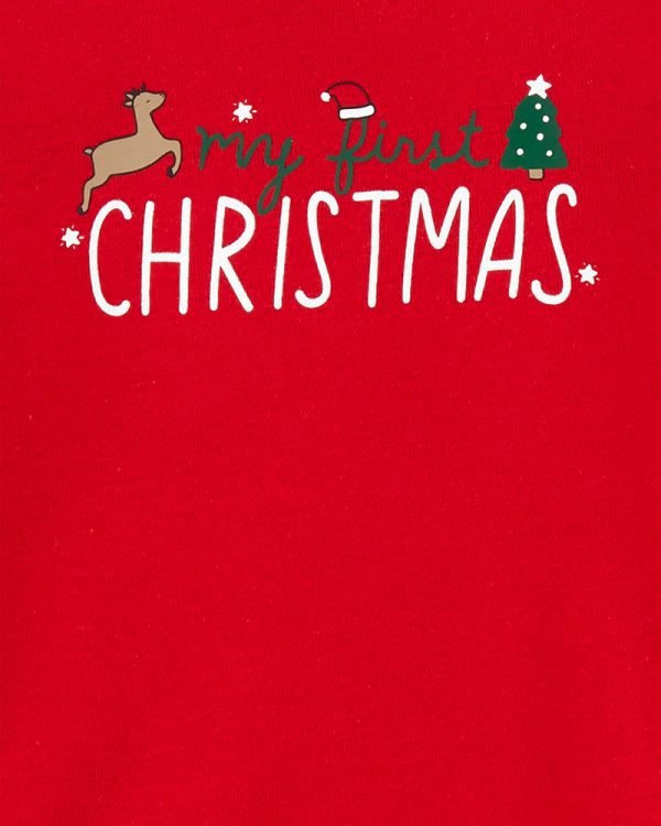 Carter's Χριστουγεννιάτικα κορμάκια σετ των 2 τεμαχίων ''my first christmas'' κόκκινο-λευκό