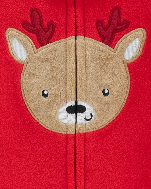 Carter's ολόσωμο φορμάκι fleece κόκκινο, Christmas