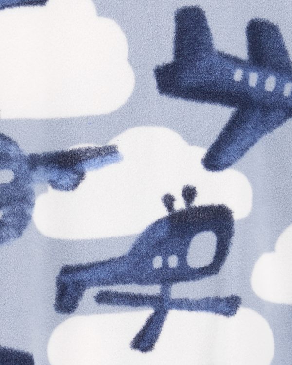 Carter's ολόσωμο φορμάκι Fleece Μπλε, σχέδιο με αεροπλανάκια