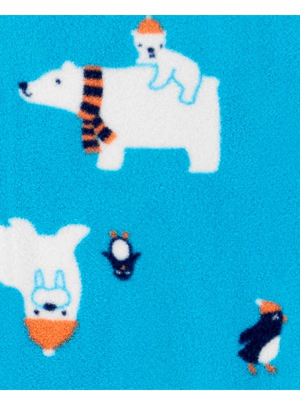Carter's ολόσωμο φορμάκι fleece, σχέδιο με πολική αρκούδα, μπλε