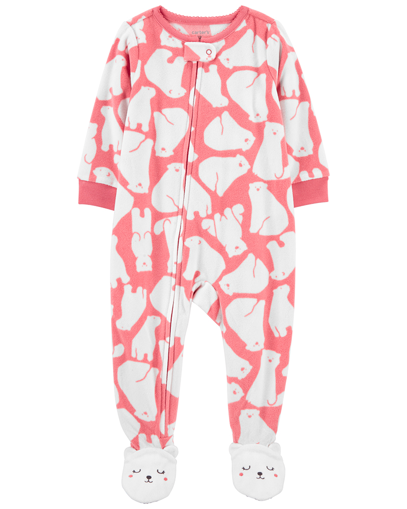 Carter's Ολόσωμο φορμάκι Fleece ροζ, σχέδιο με πολικές αρκούδες