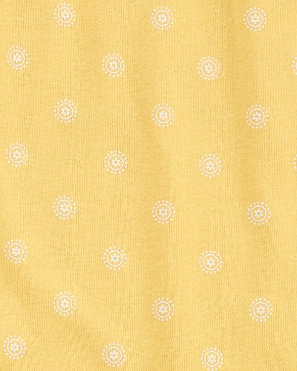 Carter's Σετ πέντε τεμαχίων κορμάκια, λευκό - κίτρινο, σχέδιο λουλούδια
