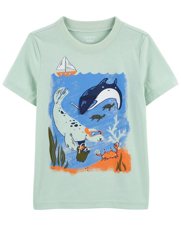 Carter's Μπλούζα πράσινη, σχέδιο θαλάσσια ζώα