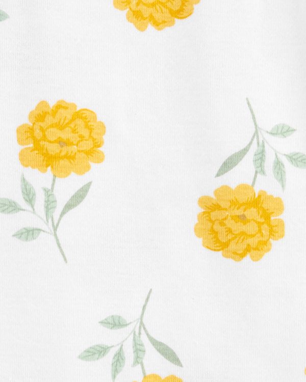 Carter's Σετ τριων τεμαχίων αμάνικα κορμάκια, λευκό-κίτρινο-πράσινο, σχέδιο λουλούδια