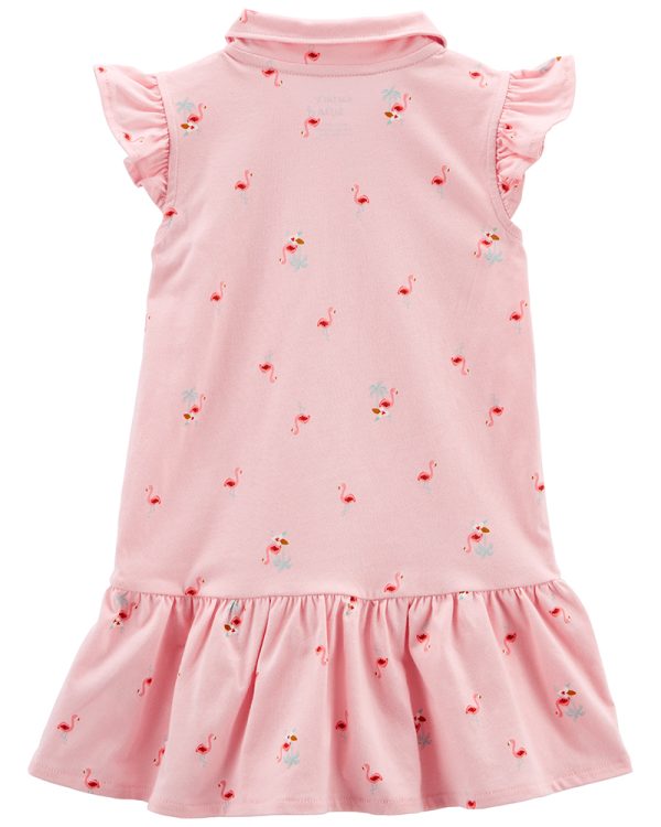 Carter's Φόρεμα κοντομάνικο, σχέδιο Φλαμίνγκο, Ροζ