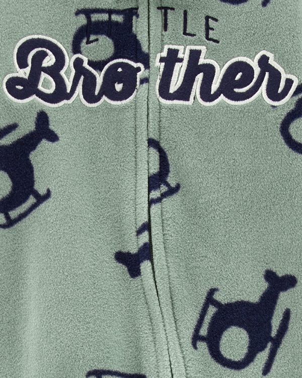 Carter's ολόσωμο φορμάκι fleece πράσινο , ''LITTLE Brother''