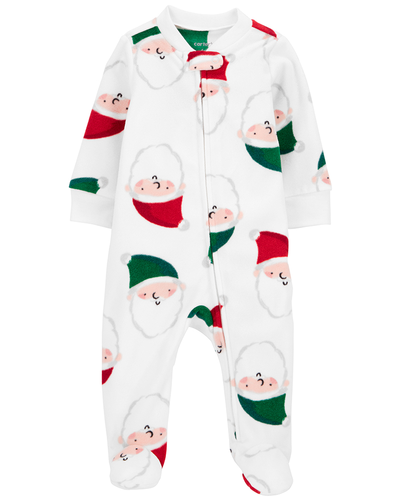 Carter's Χριστουγεννιάτικο φορμάκι fleece Santa, λευκό, Christmas