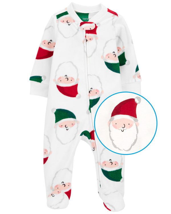 Carter's Χριστουγεννιάτικο φορμάκι fleece Santa, λευκό, Christmas