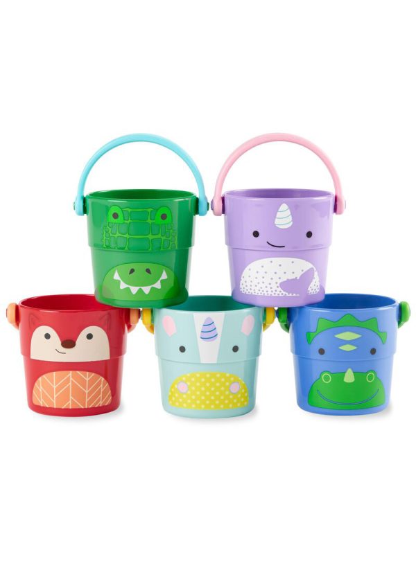 Skip Hop Zoo Παιχνίδια Μπάνιου Stack and Pour Buckets Κουβαδάκια Σετ 5 τμχ