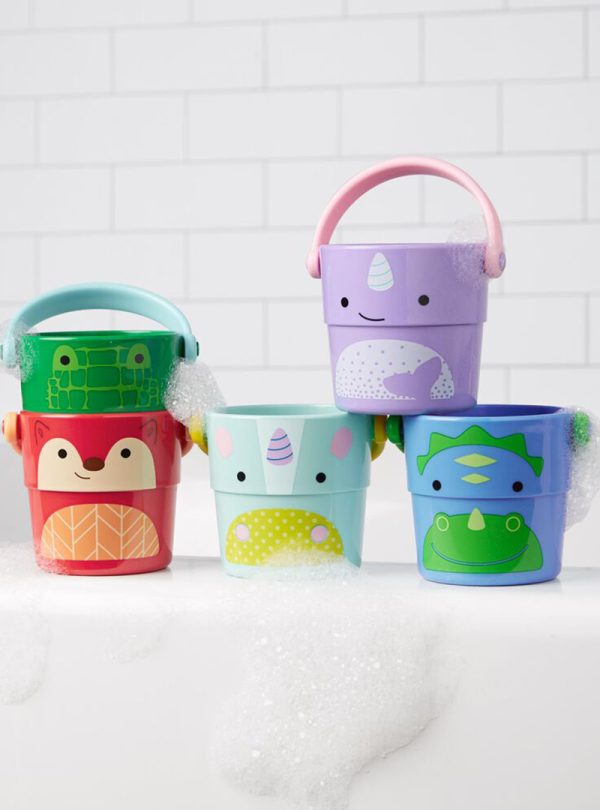 Skip Hop Zoo Παιχνίδια Μπάνιου Stack and Pour Buckets Κουβαδάκια Σετ 5 τμχ
