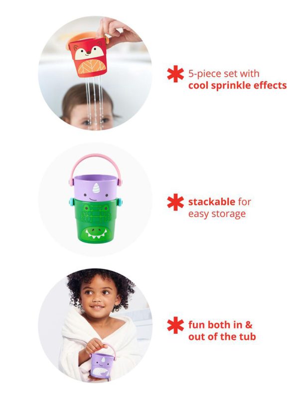 Skip Hop Zoo Παιχνίδια Μπάνιου Stack and Pour Buckets Κουβαδάκια Σετ 5 τμχ