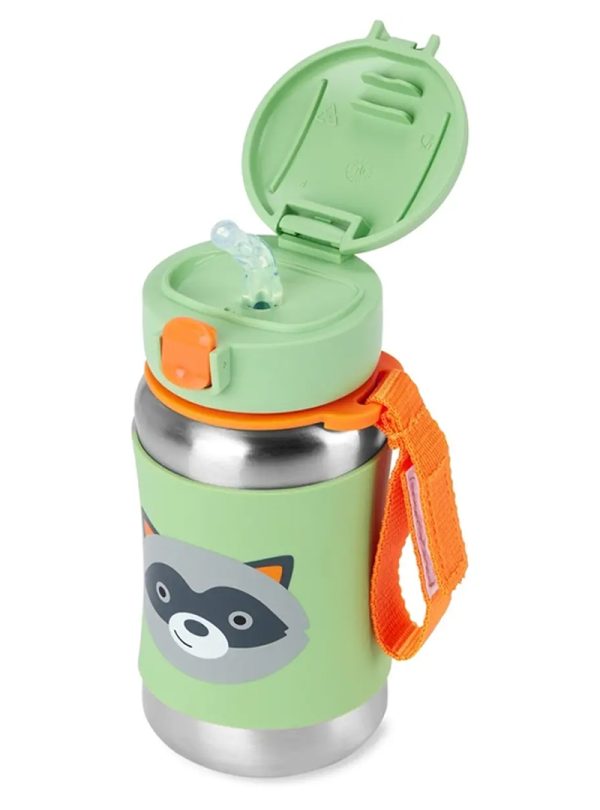 Skip Hop Zoo Παγουρίνο απο Aνοξείδωτο Aτσάλι με Καλαμάκι Ρακούν